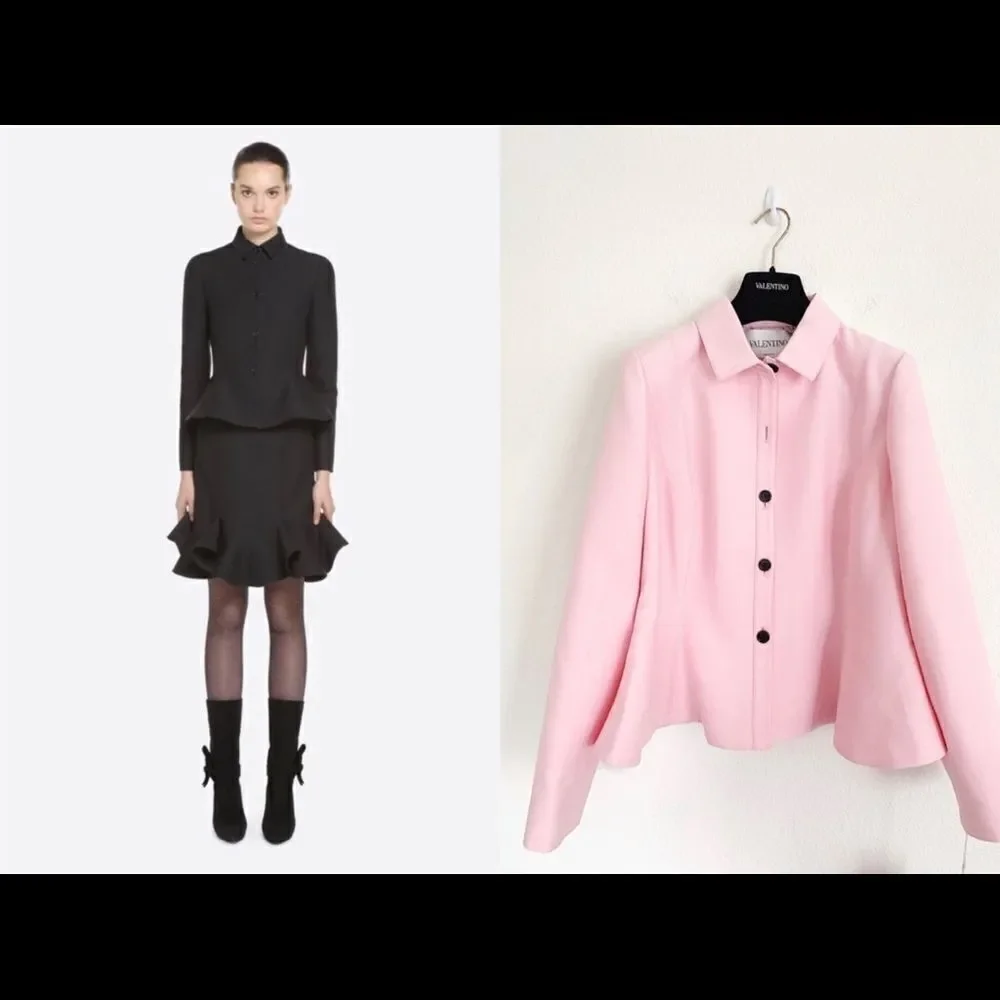 Valentino Crepe Couture flare Jacket Soft Pink